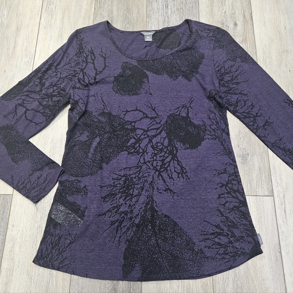 Eddie Bauer Crewneck Semi Sheer Long Sleeve Tee Shirt Purple Women's Medium
